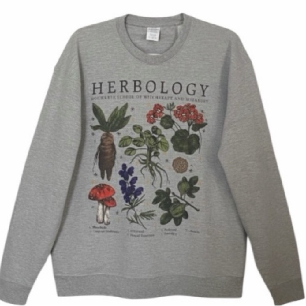 Harry Potter Herbology Unisex Sweatshirt XL Gray Wizarding World Crewneck